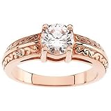 14K Rose Gold Diamond Engagement Ring Mounting - CENTER STONE NOT INCLUDED