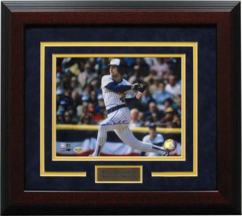 Paul Molitor Deluxe Framed Autographed/Hand Signed Milwaukee Brewers 8x10 Photo with Nameplate