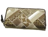[コーチ] coach　カーキパッチワーク　ラウンドファスナー長財布　41702B4/KH  （アウトレット品）