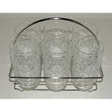 Vintage Set Of 6ea. 12 Ounce Glasses W/Holder