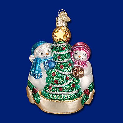 Old World Christmas Snowman Christmas Couple Glass Ornament Old World Christmas Snowman Christmas Couple Glass Ornament