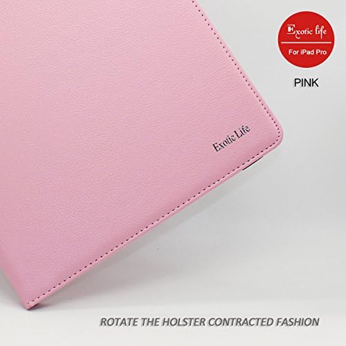 Exotic life iPad pro Case - 360 Degree Rotating Stand Case with Smart Cover Auto Sleep / Wake Feature for iPad pro 2015 Model, Pink