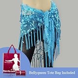 Bellyqueenâ?¢ Belly Dance Hip Scarf & Shawl With Paillettes And Fringe, Deluxe V-Shape