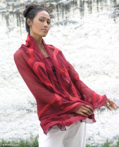 Cover image : Silk and wool shawl, 'Fire'