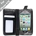 iPhone 4 and 4S Rider Genuine Leather Wallet Case (Fit AT&T and Verizon and Sprint iPhone 4 4S) by Acase(TM), BLACK