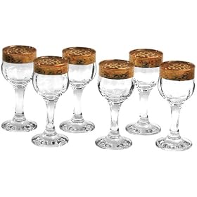 Lorenzo Gold Border Stemmed Cordial Glass, Set of 6 