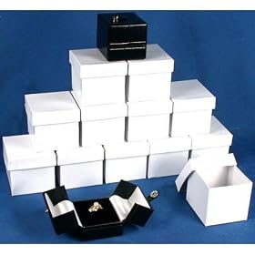 12 Large Black & White Ring Gift Boxes Snap Lid Displays