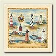 AbsorbaStone Coaster set~ Lighthouse Collage ~ 4 Tile Drink Coasters ~ code 253C