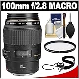 Canon EF 100mm f/2.8 Macro USM Lens + UV Filter + Accessory Kit for EOS 60D, 7D, 5D Mark II III, Rebel T3, T3i, T4i Digital SLR Cameras