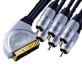 Electronics : Scart Plug to 6 x Phono plugs 24K Gold OFC Double Screened Cable