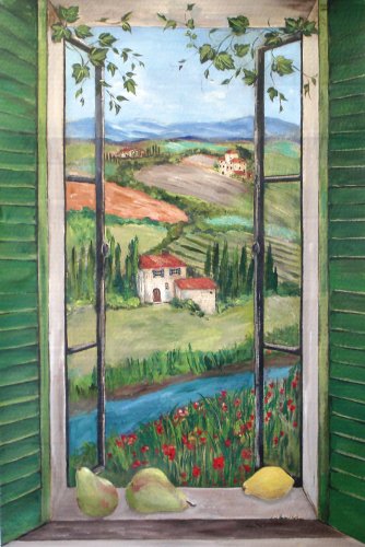 Stupell Industries Decorative Faux Window Scene, Country, 22 by 33-Inch