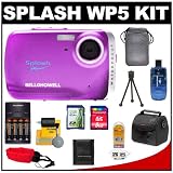 Bell & Howell Splash WP5 Waterproof Digital Camera (Purple) with 2GB SD Card, Reader & Pouch + 8GB Card + Batteries + Case + Floating Strap + Accessory Kit