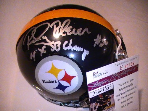 ROCKY BLEIER SIGNED AUTOGRAPHED PITTSBURGH STEELERS MINI HELMET JSA
