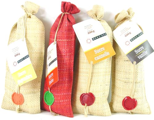 Sampler of Quai Sud cane sugars: Ginger, Sugar, Vanilla, Strawberry, each 8 oz in raffia... by Quai Sud