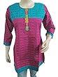 Indian Kurta Printed Pink Cotton Blouse