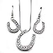 Soulbreezecollection Cowgirl Lucky Western Horseshoe Horse Shoe Charm Pendant Necklace & Earrings 2-piece Set Jewelry