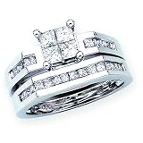 14K White Gold 1 ct. Princess Cut Diamond Engagement Set