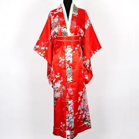 Shanghai Tongue� Yaohua Deluxe Kimono Robe Yukata w/ Obi Red One Size