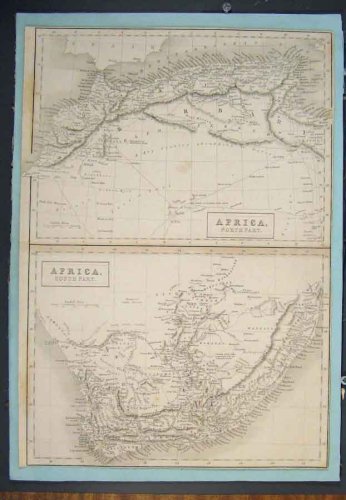 AFRICA NORTH SOUTH MAP MAPS GEOGRAPHICAL OLD PRINT 1840