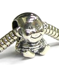 Sterling Silver Father & Mothers Cute Smily Baby Boy Family Bead For Pandora Troll European Charm Bracelets