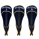 Michigan Wolverines Navy Blue Three-Pack Zippered Golf Club Headcovers