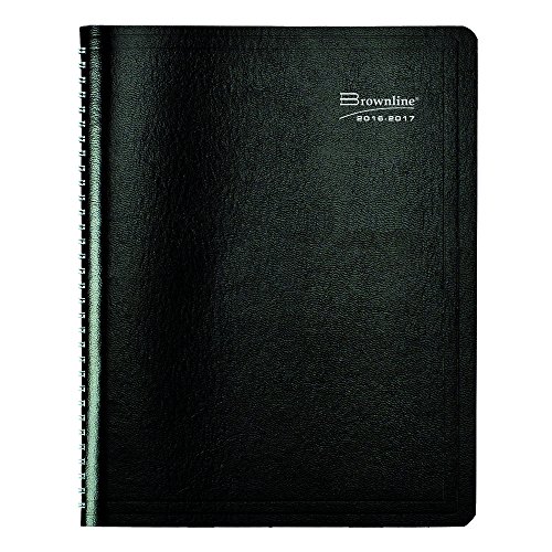 Brownline Monthly Academic Planner, July 2016 - August 2017, Twin-Wire, Black, 11 x 8.5