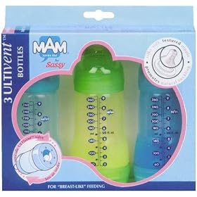 Click here to buy Sassy Baby's Mam 9 oz. Boy 3 pack Bottle by Sassy.