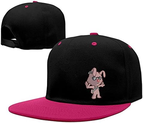 CINROPER Adjustable Rabbit With Parachute Flatbrim Cap Pink One Size