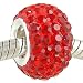 925 Silver & Cherry Red Crystal PAVE July Birthstone European Charm Bea Silver & Cherry Red Crystal PAVE July Birthstone European Charm Bead 925