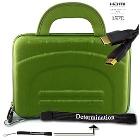 Samsung N120 Netbook Deluxe Eva Green Cube Netbook Carrying Case + HDMI v1.3b 15 FT. Cable 1080P + Determination Hand Strap