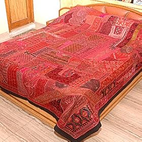 Traditional Asian Ethnic Style Patch Work Handmade Bedspread - King Size (Warm Mix King)