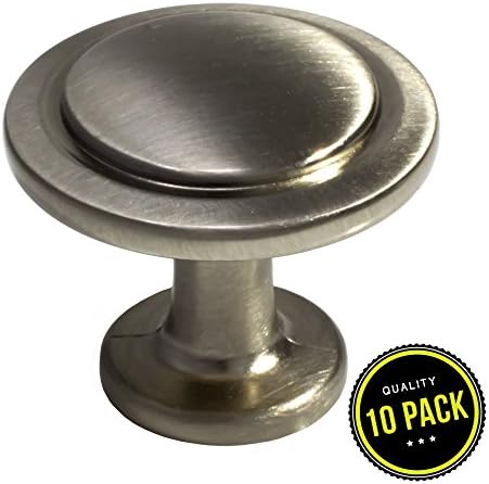 10pk Satin Nickel Cabinet Hardware Round Knob - 1-1/4" Diameter (10pk Satin Nickel)