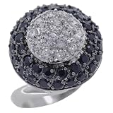 Round Onyx & Cz Cluster Right Hand Ring