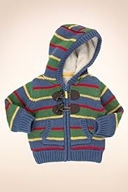 Hooded Chunky Knit Striped Cardigan