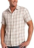 Perry Ellis Mens Short Sleeve Linen Madras Shirt