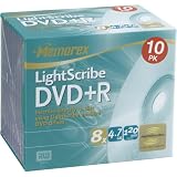 Memorex LightScribe Compatible 4.7GB 8X DVD+R (10-Pack)