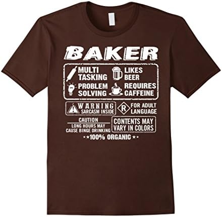 Men's Baker T-shirt , Baker 100% Organic Large Brown