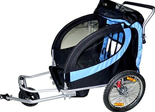 Double Swivel 3in1 Bicycle Bike Trailer Baby Kid Stroller Jogger Carrier Blue