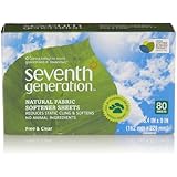 Seventh Generation Fabric Softener Sheets, Free and Clear, 80 Count