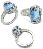 4.25 Carats Old Victoria Blue Topaz CZ Ring