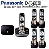 Best buy Panasonic KX-TG4053B DECT 6.0 Plus 3HS Expandable Cordless Answering System Black w/Talking CID HSSP TAD Rubber Grip Repeater Bundle