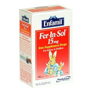 Enfamil Fer-In-Sol Iron Supplement Drops for Infants & Toddlers, 15 mg , 1.67 fl oz (50 ml) (Pack of 2)