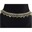 Chime Bell Brass Hip Chain Belt with Two Types of Tinkling Bells, Fits waist or hips 36" - 40". Chain Link Belt for Belly Dancing or Casual Wear