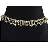 Chime Bell Brass Hip Chain Belt with Two Types of Tinkling Bells, Fits waist or hips 36" - 40". Chain Link Belt for Belly Dancing or Casual Wear