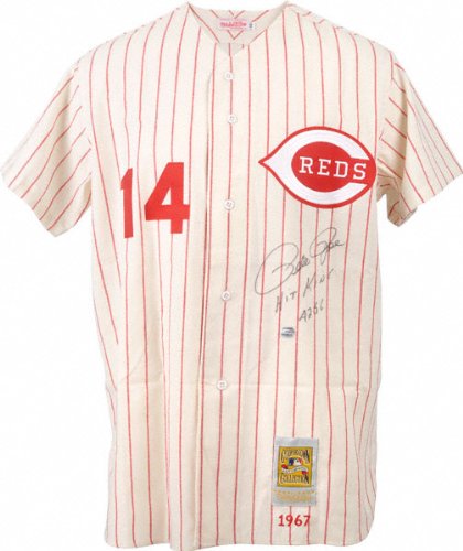 Pete Rose Autographed Jersey | Details: Cincinnati Reds, Hit King 4256 Inscription