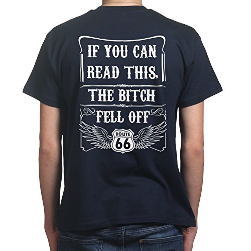 Customised_Perfection IfYouCanReadThisTheBitchFellOffBikersT-shirtR19-TNBL L Navy Blue