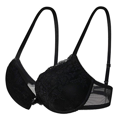 Ekouaer Women's "Add A Cup Size" Tailored Push Up Bra 38A,Black,38A