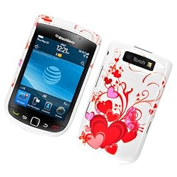 BlackBerry Torch 9800 & 9810 (AT&T) Snap On Protector Hard Case "Red Hearts" Design