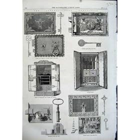 1862 BRAMAH LOCK KEY HOBBS BANK CHUBB'S SAFE GOTHIC