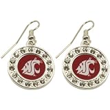 NCAA Washington State Cougars Ladies Round Crystal Earrings